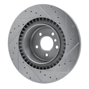 BMW X5 Brake Rotor (1) - Rear Left - R1 Concepts - Drilled & Slotted - Silver - `10-`14